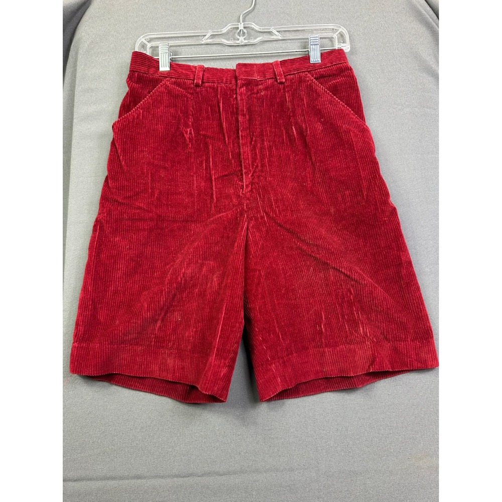 Lands End Vintage Red Corduroy Shorts Women's 10 High Rise Wide Wale Preppy